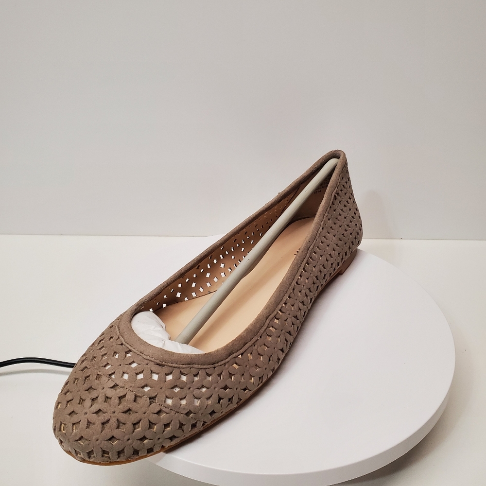 Nine west round toe cut-out slip on Taupe Suede ballet flat